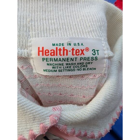 Healthtex Girls Vintage Dress 3T Peter Pan Collar Embroidered Puff Sleeve Retro - Picture 5 of 5